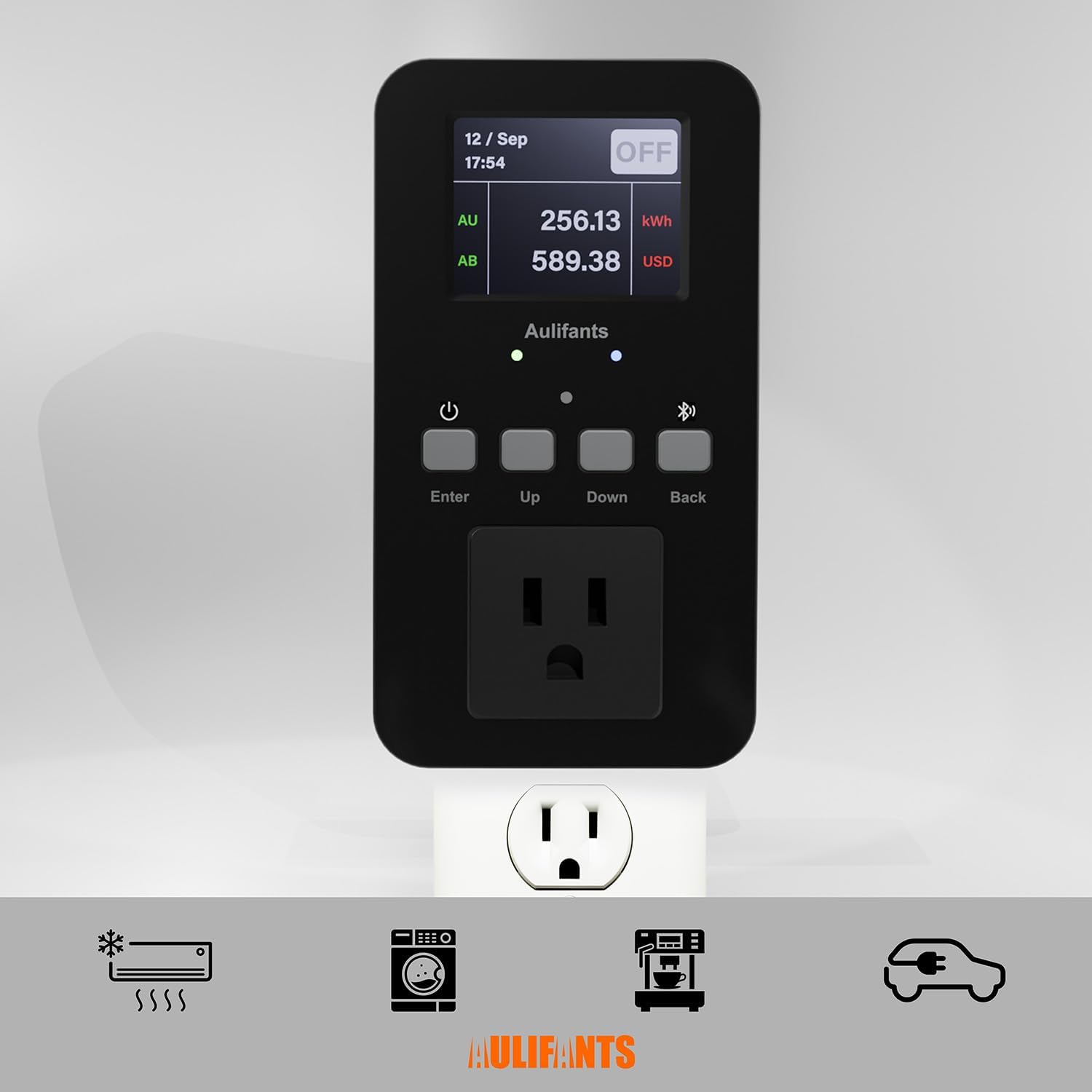 25A Heavy Duty Smart Plug Sockets Outlet with Energy Monitor, Voice Remote Control via WiFi, SD Card Storage, Overload Voltage Protection